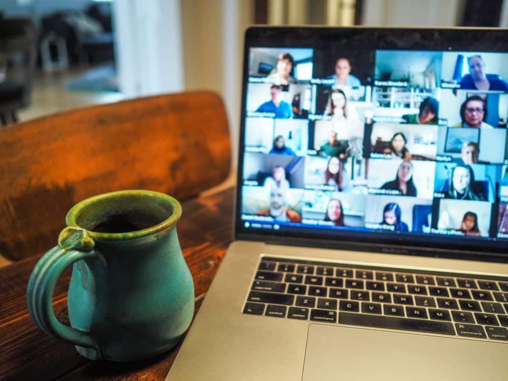 Photo: Computer with zoom call for working from home