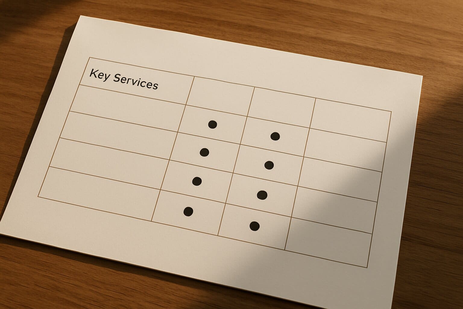 Comparison Table of Key Services — illustration for atiba nashville